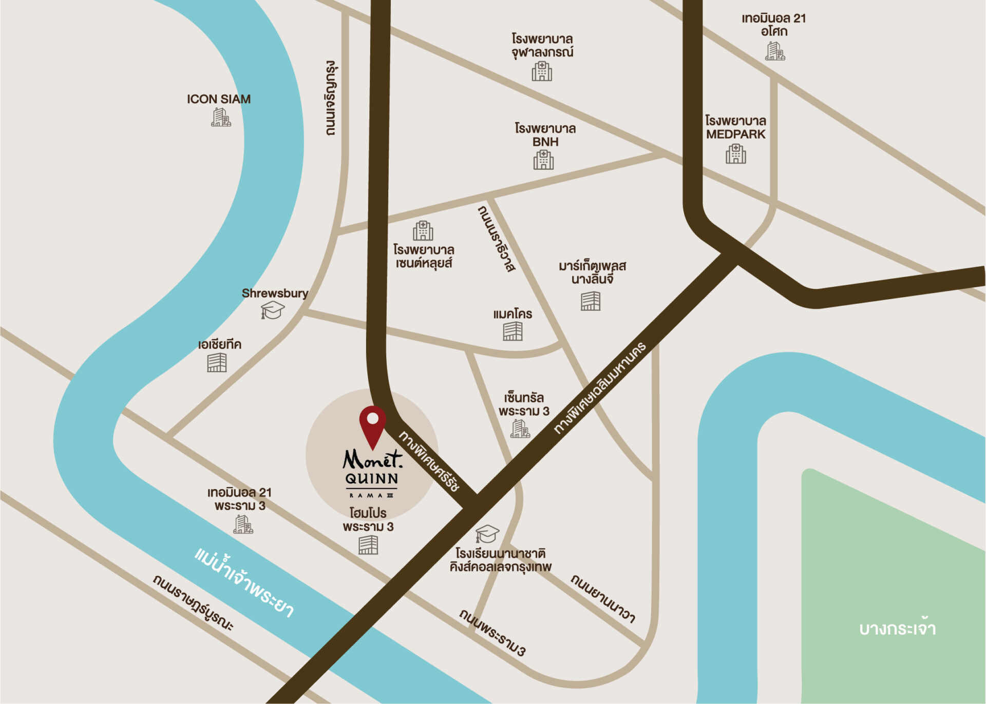 แผนที่โครงการ Monét Quinn (พระราม3)